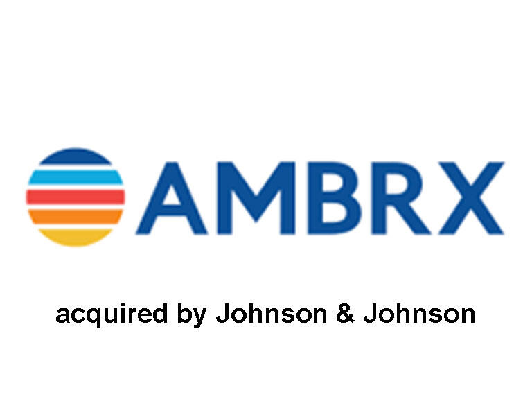 Ambrx logo, with subtitle that the company was acquired by J&J